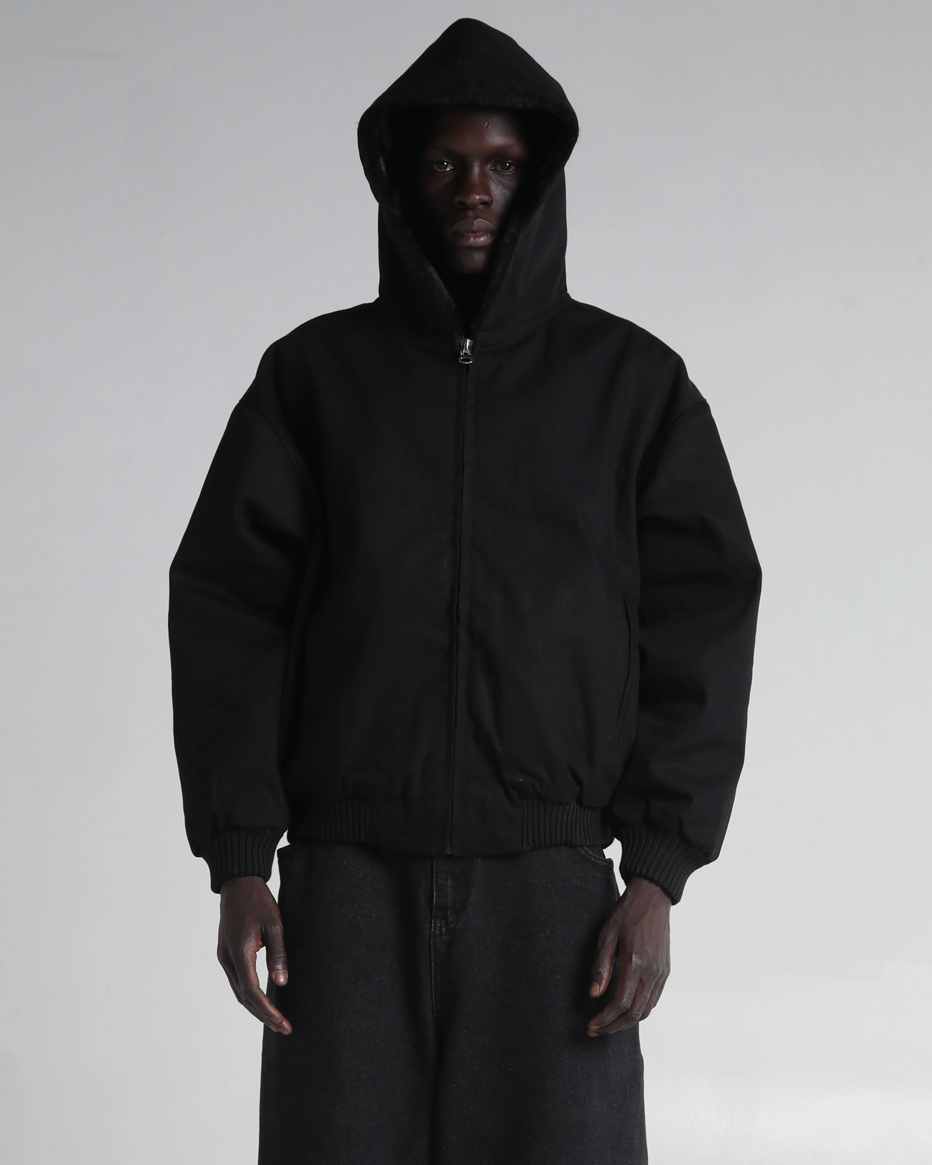 Aged Canvas Hoodie with Fur - Image 9