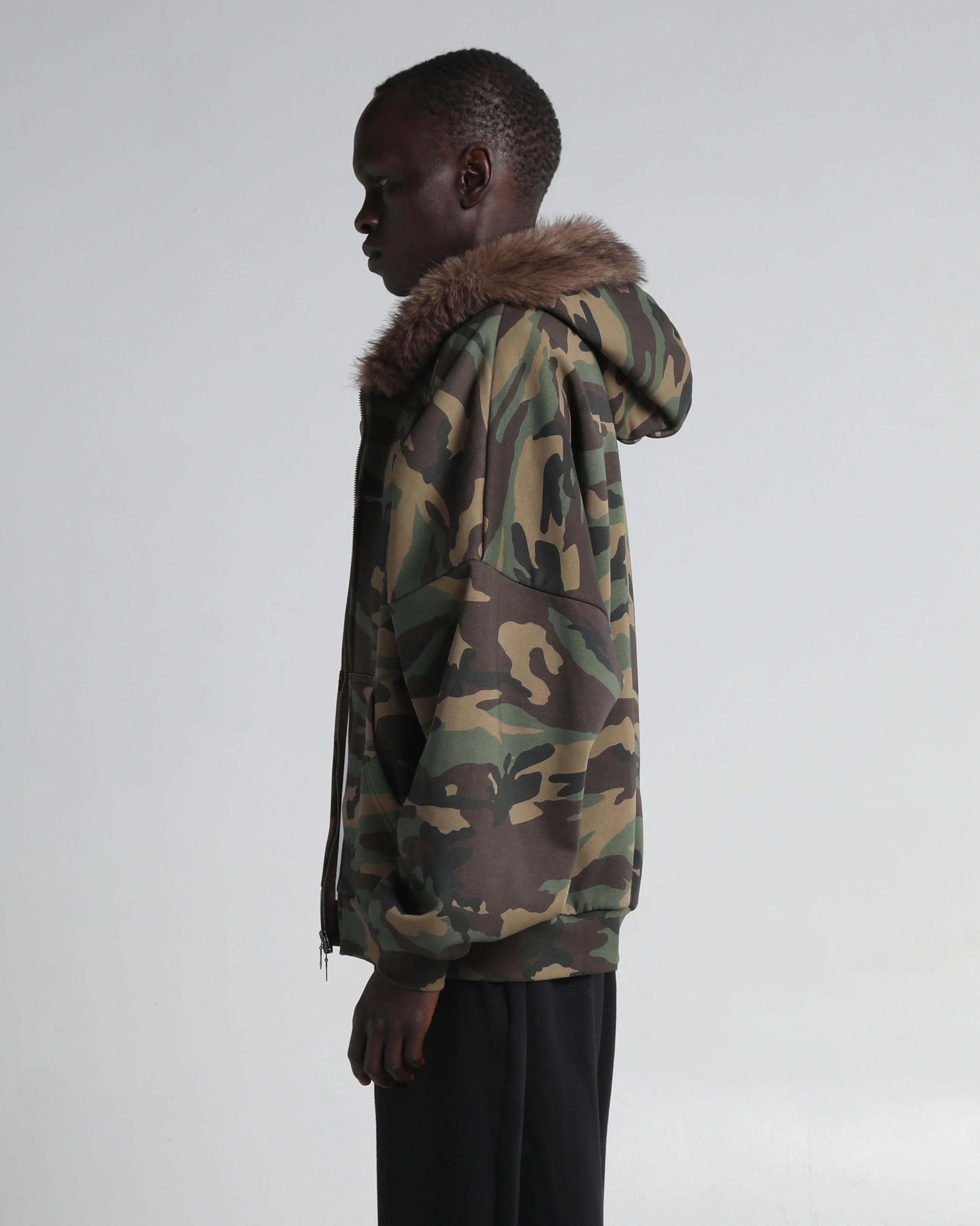Fur Hooded Fleece Zip-Up - Image 4