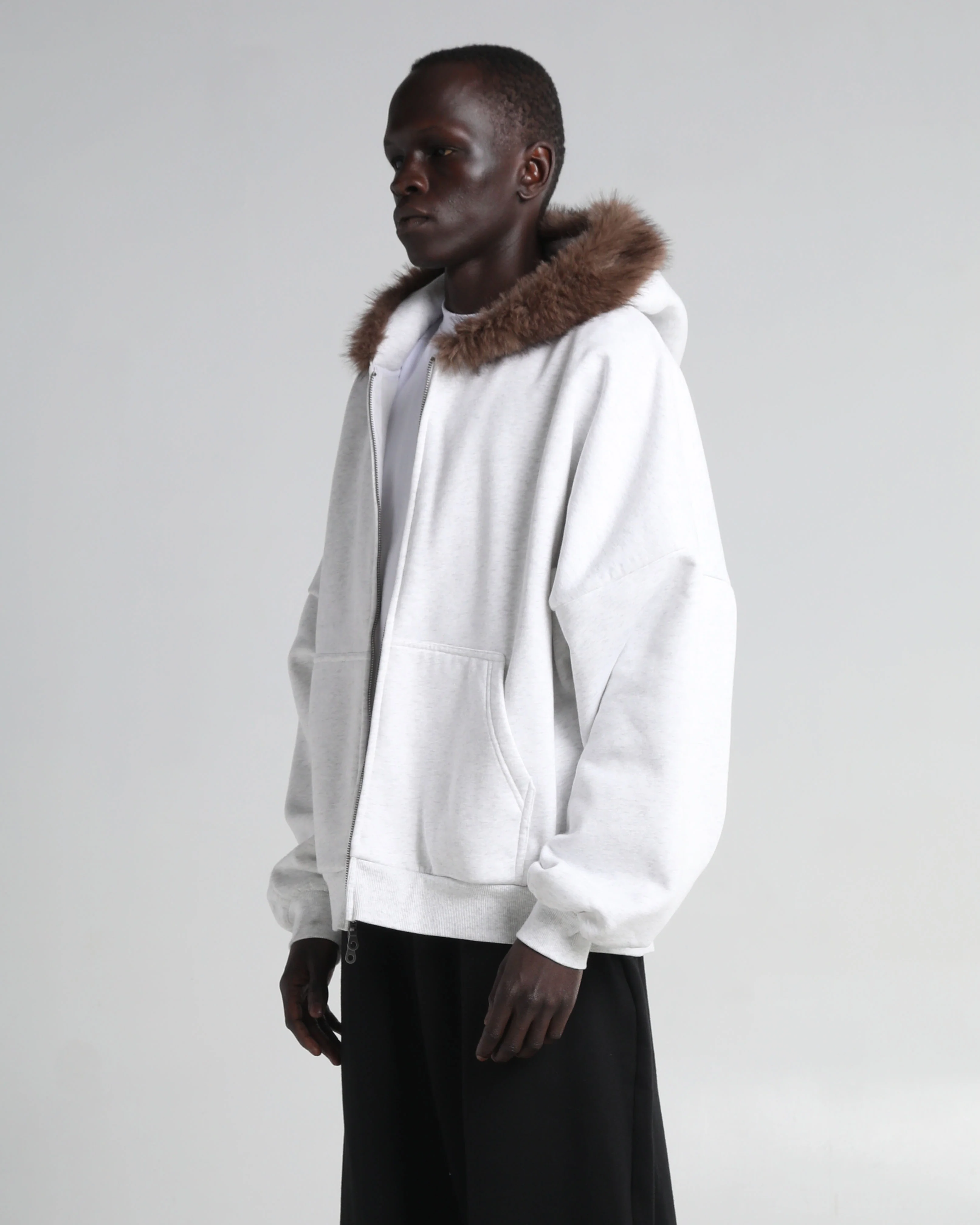 Fur Hooded Fleece Zip-Up - Image 9