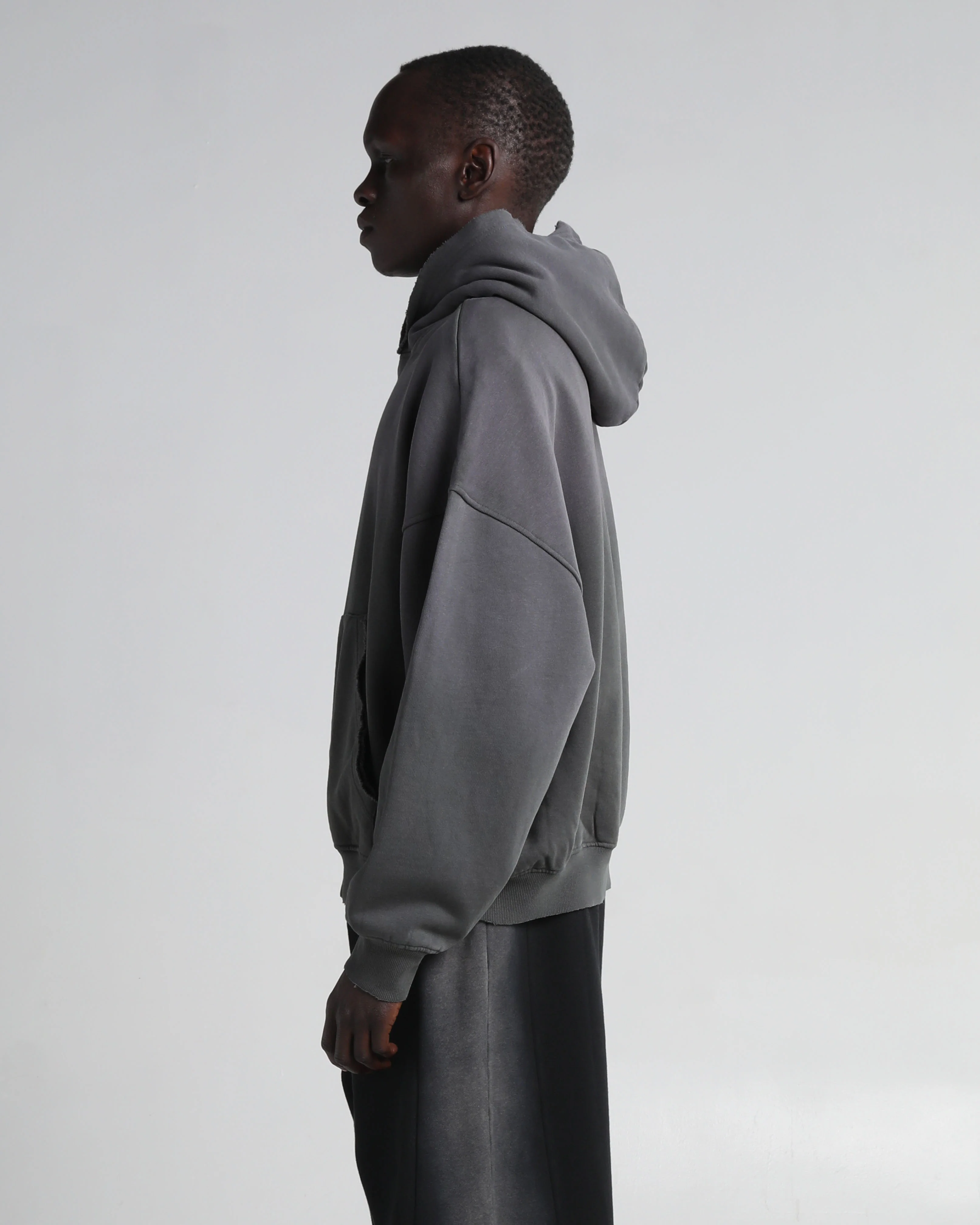 Garment Dye Distressed Drop Shoulder Hoodie - Image 11