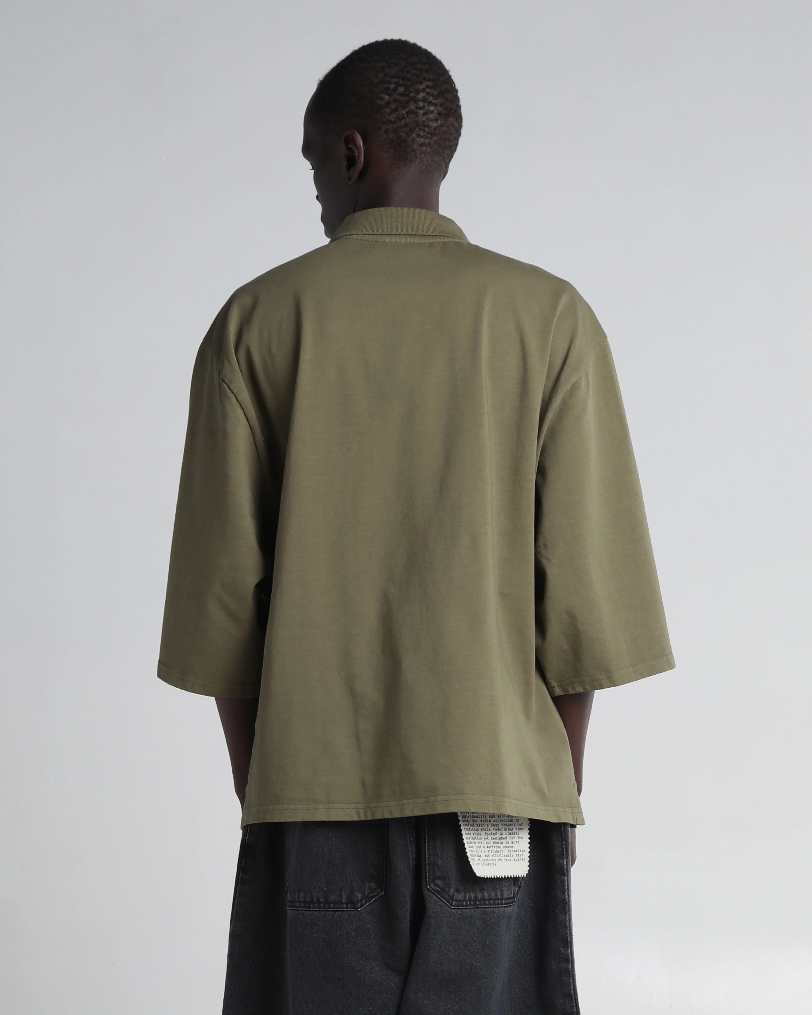 Garment Dye Drop Shoulder Polo Shirt - Image 7