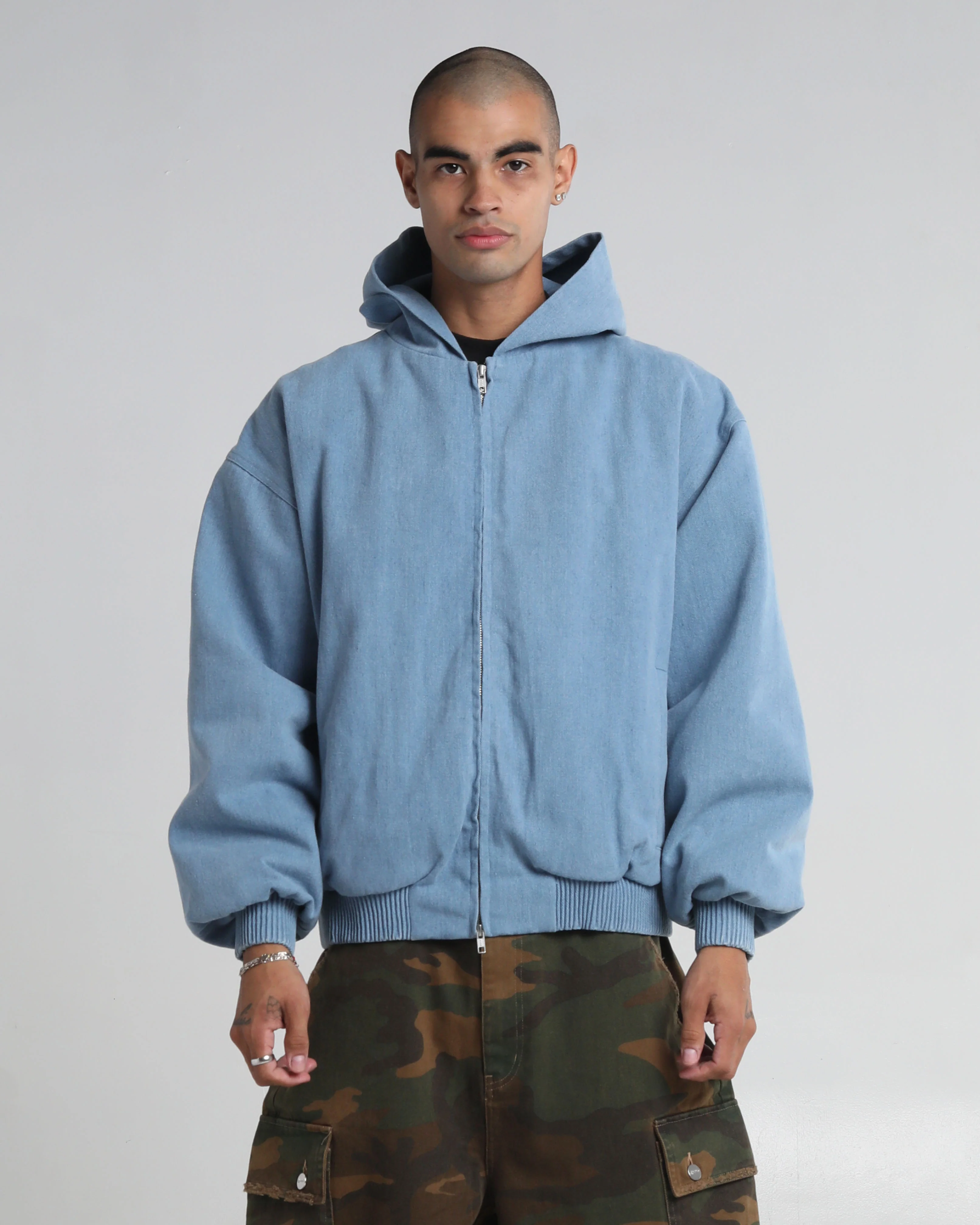 Hooded Denim Bomber - Image 7