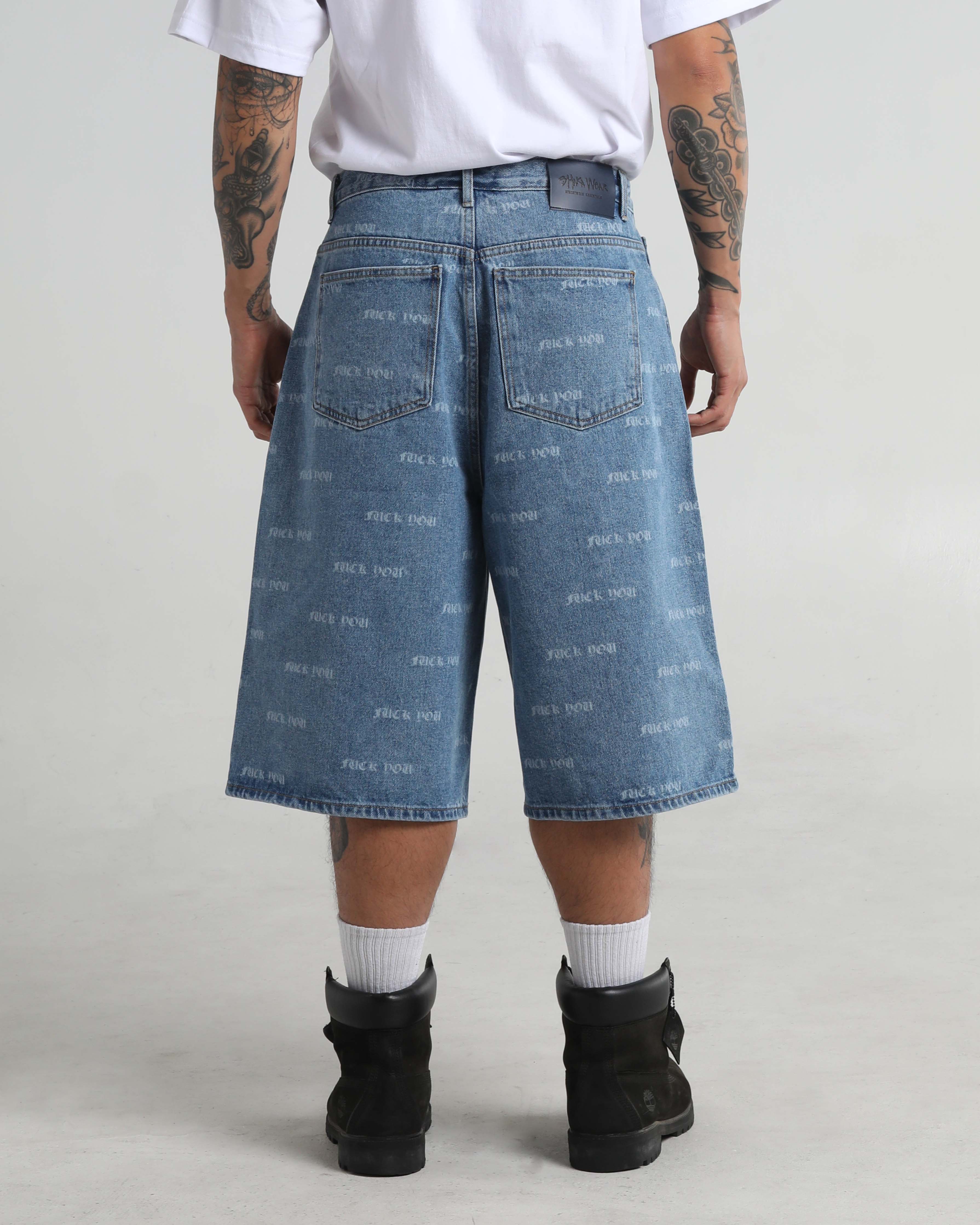 Lasered Fuck You Denim Shorts - Image 7