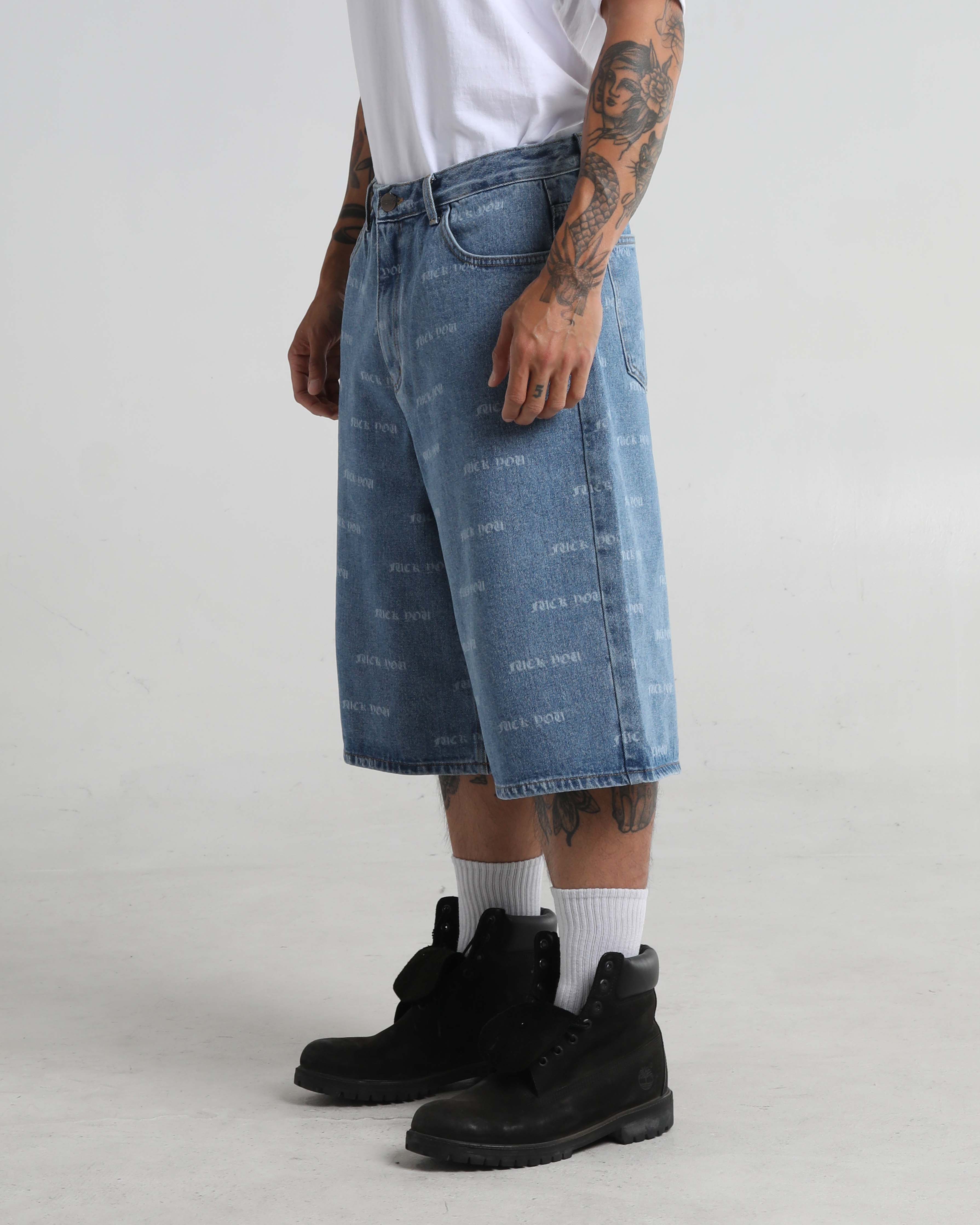 Lasered Fuck You Denim Shorts - Image 9