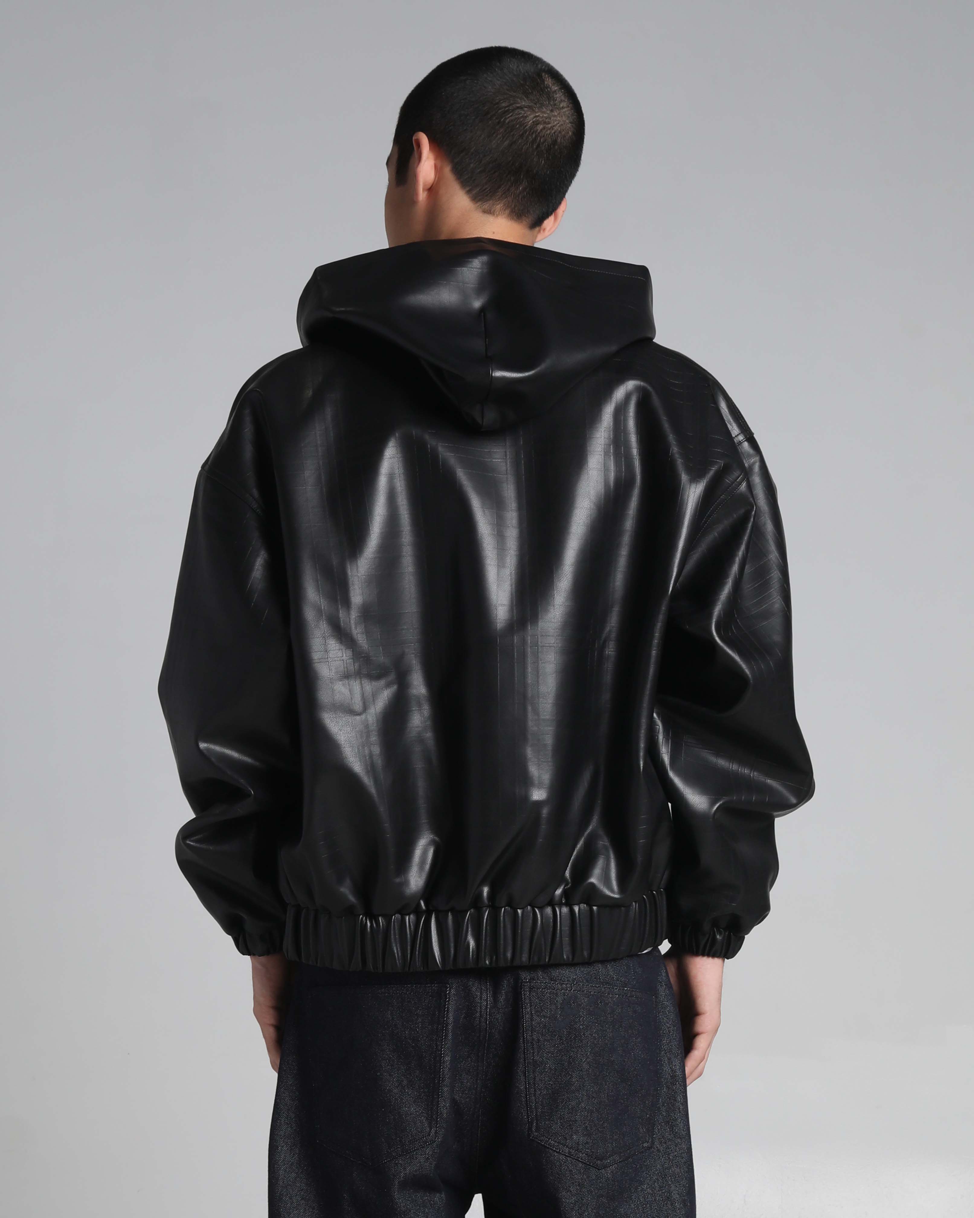 PU Leather Plaid Jacket - Image 3