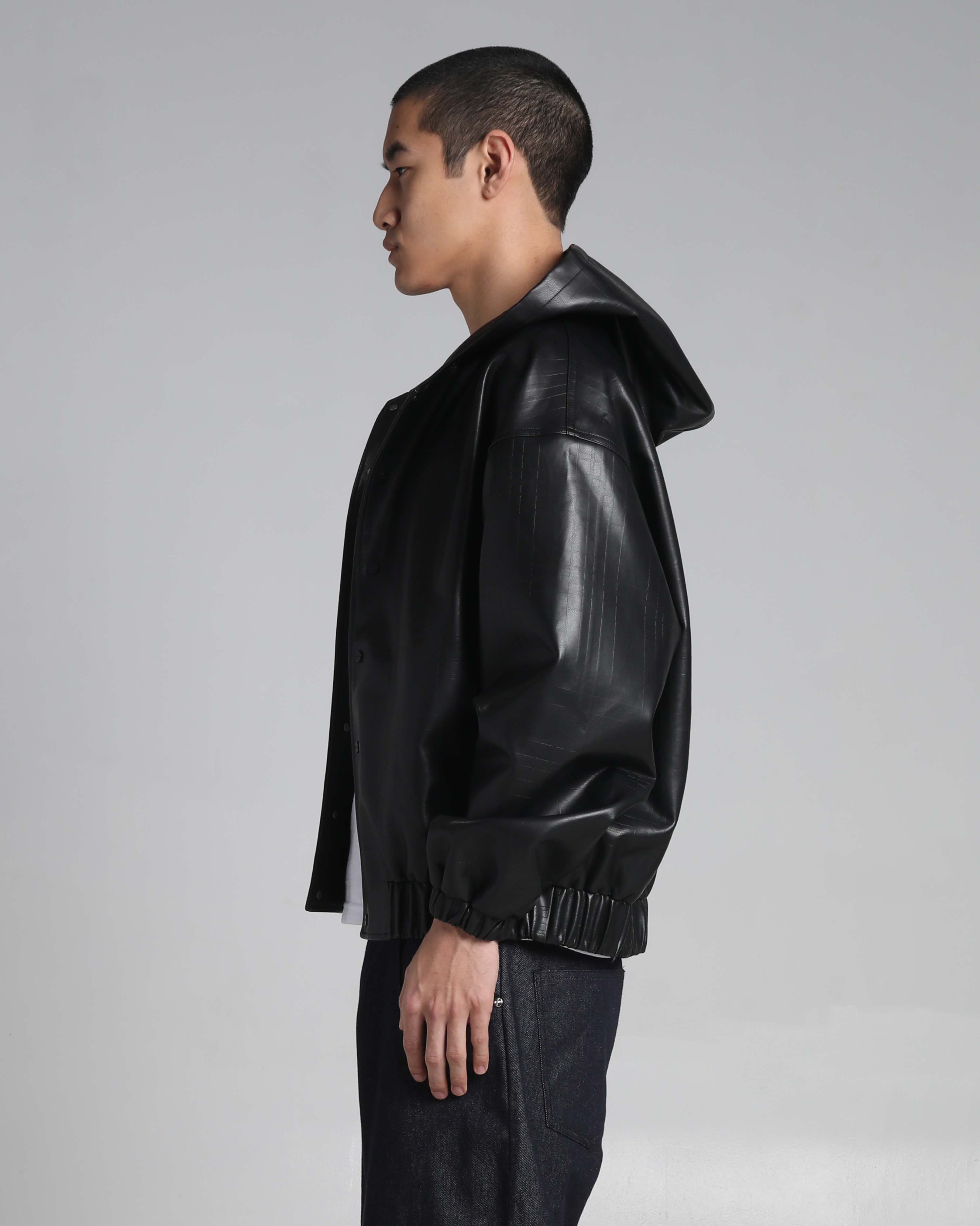 PU Leather Plaid Jacket - Image 4