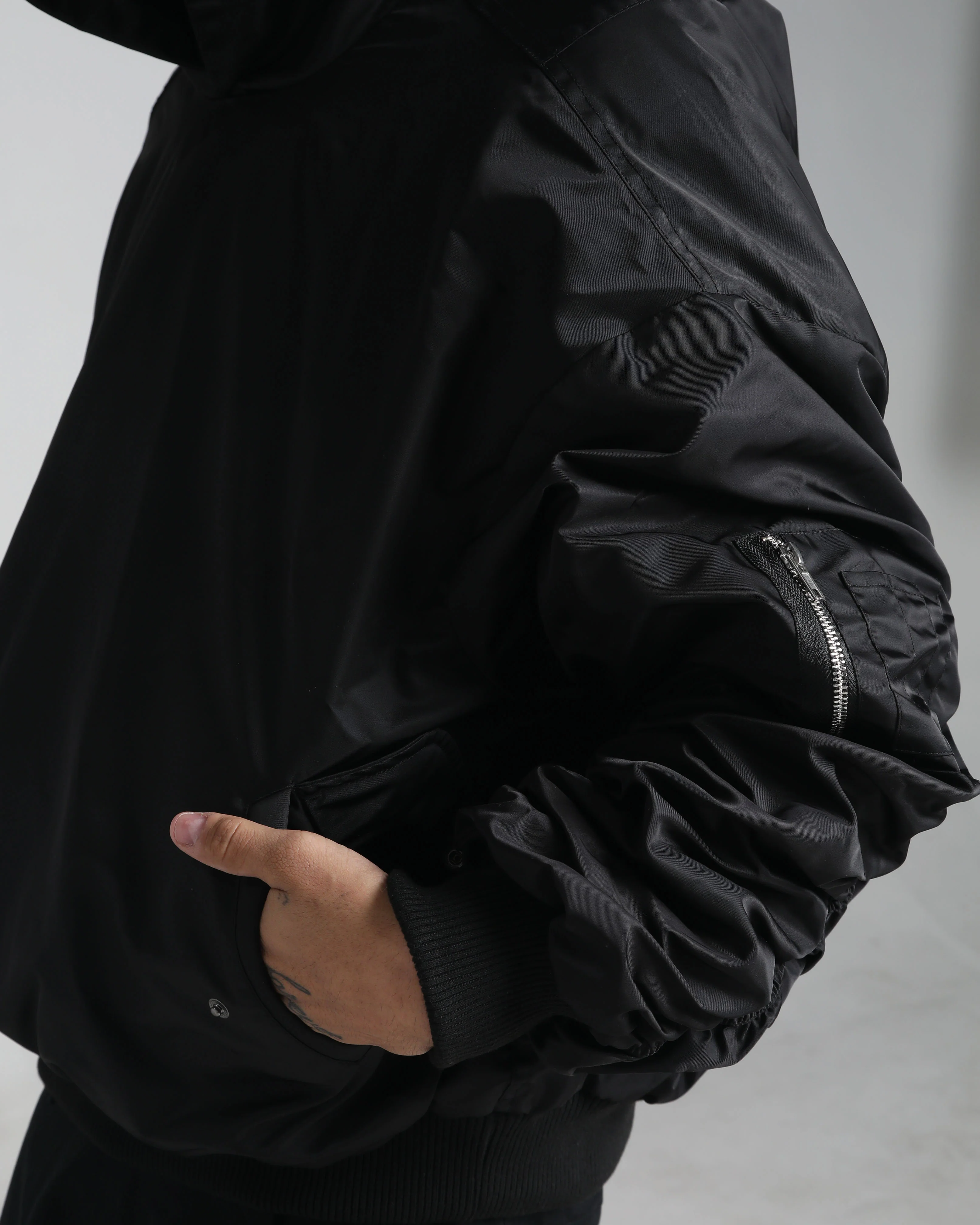 Nylon No-Zip Pullover Bomber - Image 6